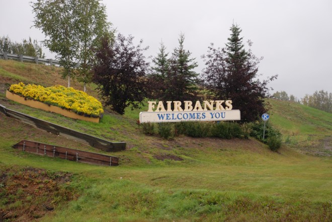Sign welcoming us to the City of Fairbanks